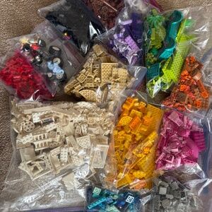 Mixed multicolored LEGO pieces